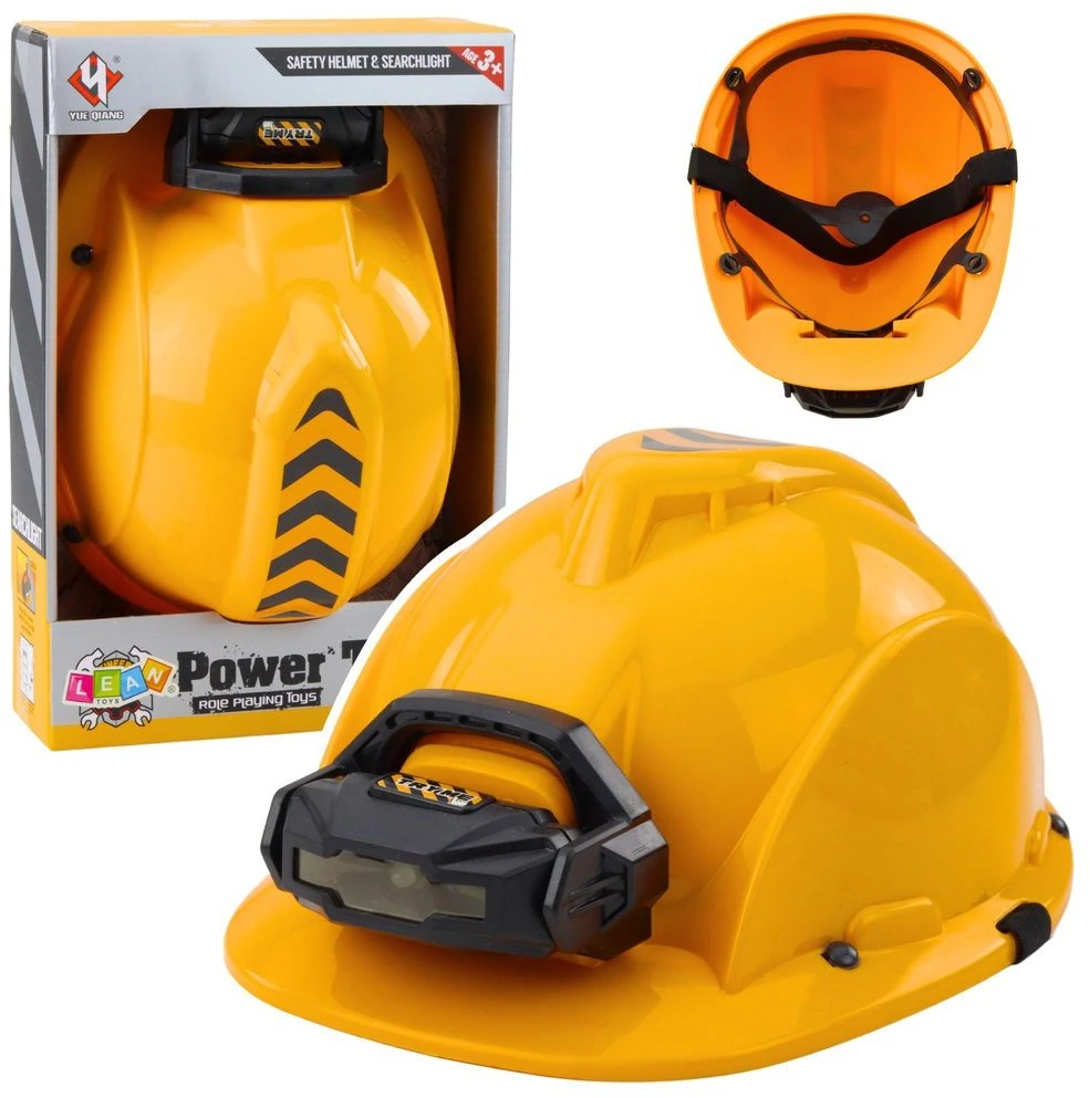 Lean Toys Vaikiškas statybininko šalmas su žibintuvėliu