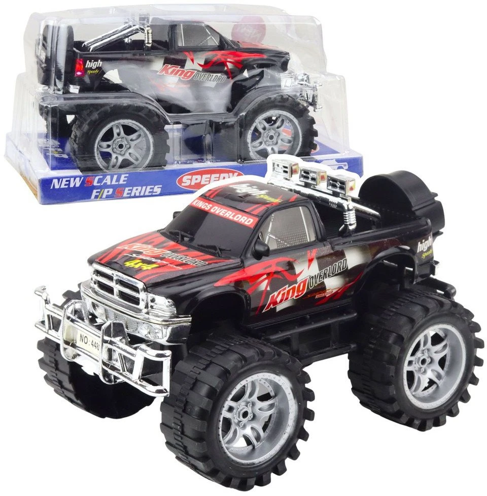 Lean Toys Visureigis žaislinis automobilis su galiniais varomaisiais ratais, 27 cm, juodai raudonas