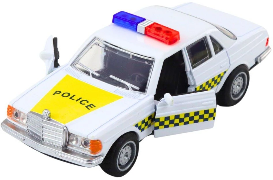 Lean Toys Policijos automobilis metalinis 1:32 su atidaromomis durimis 13 cm