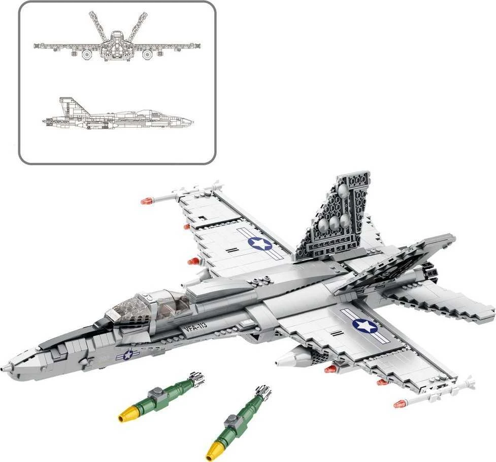 Lean Toys KONSTRUKCINIS RINKINYS – F-16 KOVINIS LĖKTUVAS 1427 dalys