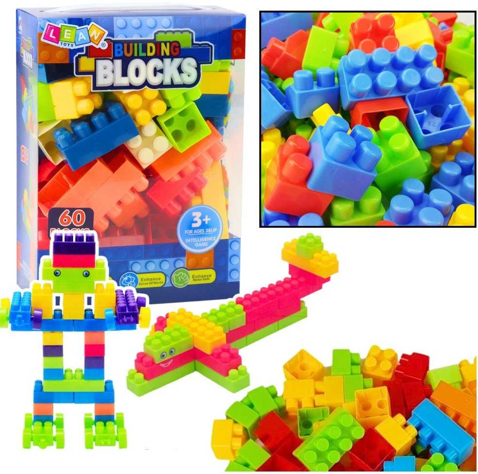 Lean Toys Spalvotų kaladėlių rinkinys 60 vnt