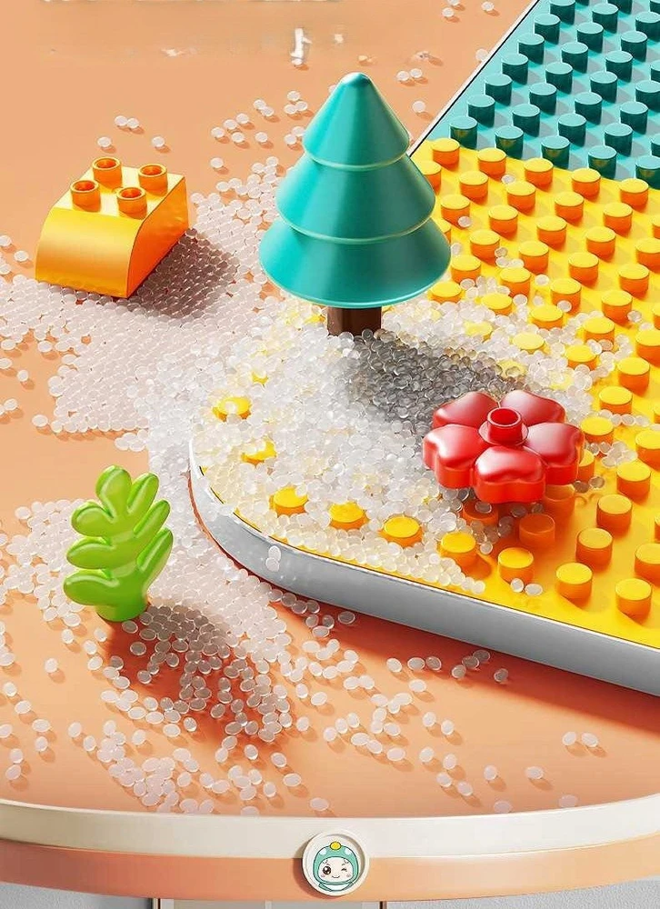 Lean Toys Bounn STALAS SU KĖDĖLE IR KLOKELIAIS DAUGIAFUNKCINIS UGDYMO RINKINYS VAIKAMS
