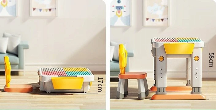 Lean Toys Bounn STALAS SU KĖDĖLE IR KLOKELIAIS DAUGIAFUNKCINIS UGDYMO RINKINYS VAIKAMS