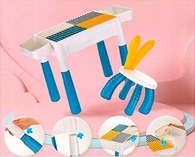 Lean Toys LeanToys Konstrukciniai kaladėlės 197 elementai + stalelis ir kėdutė