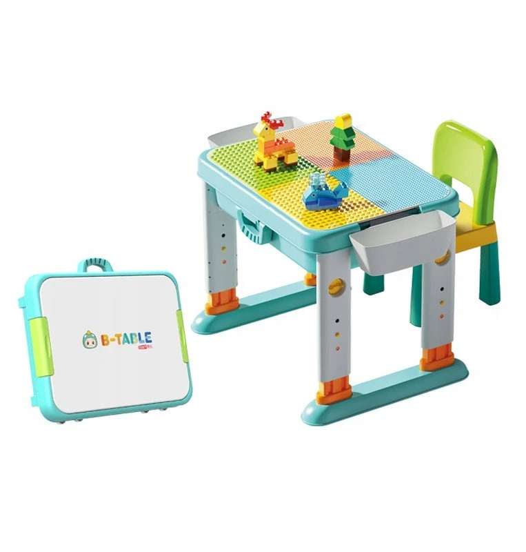 Lean Toys LeanToys Konstrukcinių kaladėlių staliukas su kėdute, sudėtyje 55 elementai