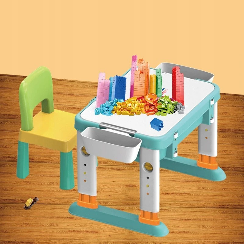 Lean Toys LeanToys Konstrukcinių kaladėlių staliukas su kėdute, sudėtyje 55 elementai
