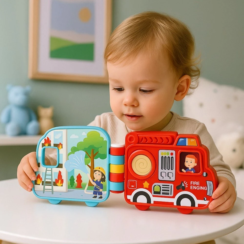 Lean Toys Interaktyvi transporto priemonių knyga su garsais ir judančiais elementais