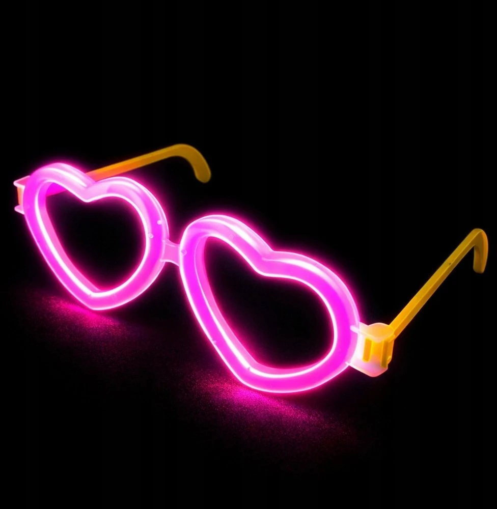 Lean Toys Akiniai Fluorescenciniai širdelės formos akiniai, šviečiantys tamsoje, neoninės raudonos spalvos
