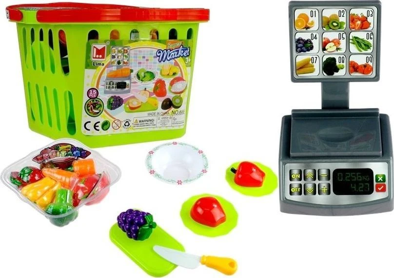 Lean Toys LeanToys krepšelis su daržovėmis pjaustymui + Svarstyklės Sklepowa