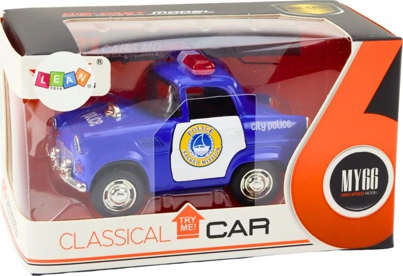 Lean Toys Klasikinis policijos automobilis 1:38 su šviesomis ir garsais, mėlynas