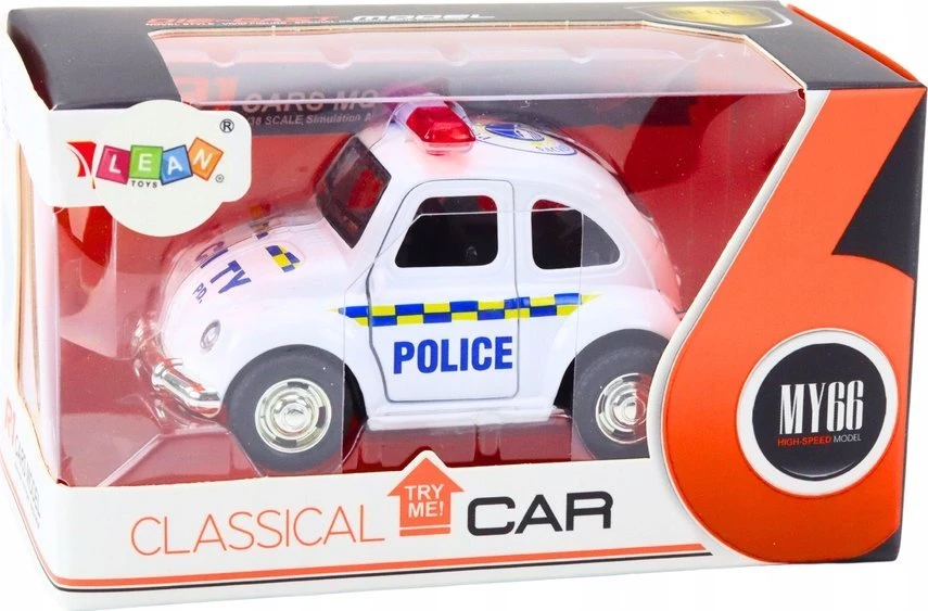 Lean Toys Klasikinis 1:38 Mastelio Policijos Automobilis su Šviesomis ir Garsu
