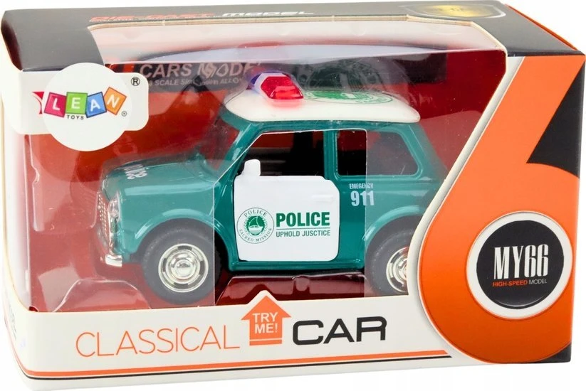 Lean Toys Klasikinis Policijos Automobilis 1:38 su Šviesomis ir Garsais