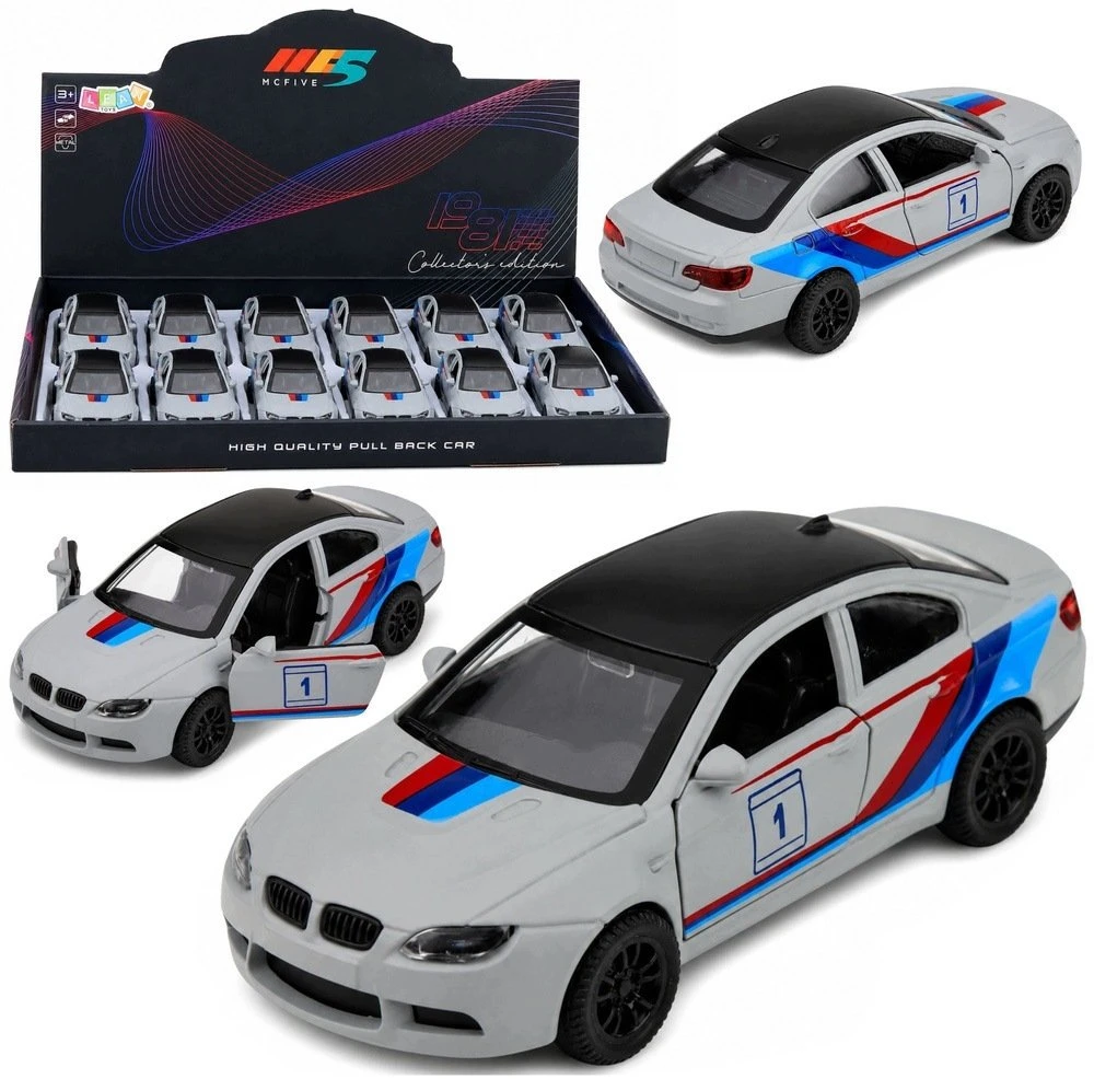 Lean Toys Žaislinis sportinis automobilis su inercine pavara ir atidaromomis durimis, matinis pilkas, 1:32