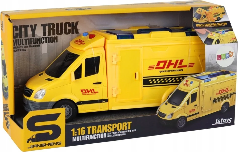 Lean Toys Geltonas pristatymo automobilis 1:16 su šviesomis ir garsais