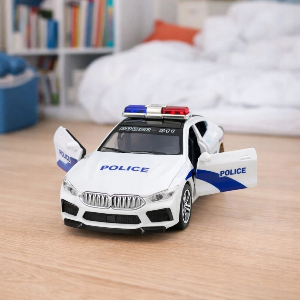 Lean Toys Policijos automobilis baltas