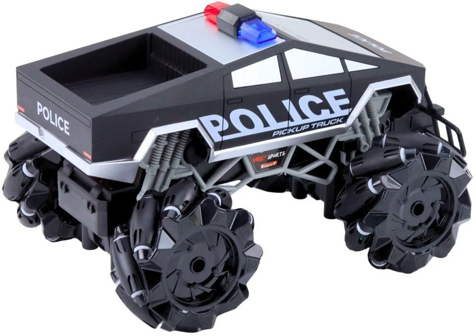 Lean Toys Nuotoliniu būdu valdomas policijos sunkvežimis su purškimo funkcija 1:16