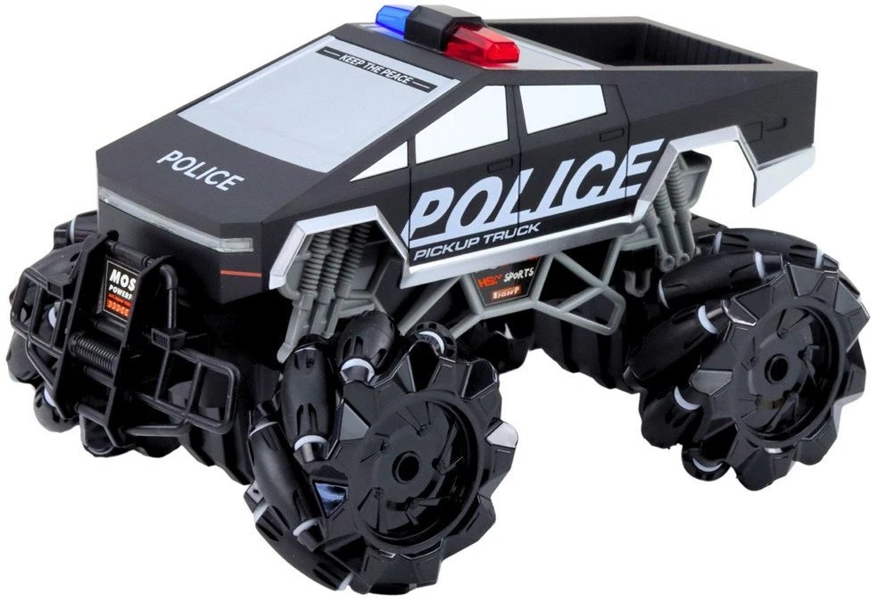 Lean Toys Nuotoliniu būdu valdomas policijos sunkvežimis su purškimo funkcija 1:16