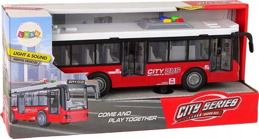 Lean Toys Baterijomis varomas autobusas su šviesomis ir garsais, 1:16 mastelis