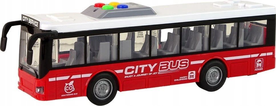 Lean Toys Baterijomis varomas autobusas su šviesomis ir garsais, 1:16 mastelis
