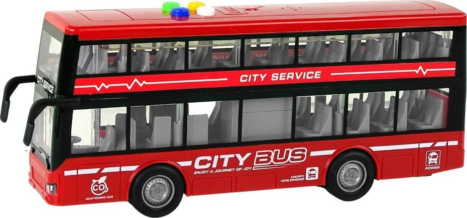 Žaislinis akumuliatorinis dviaukštis autobusas Lean Toys, raudonas