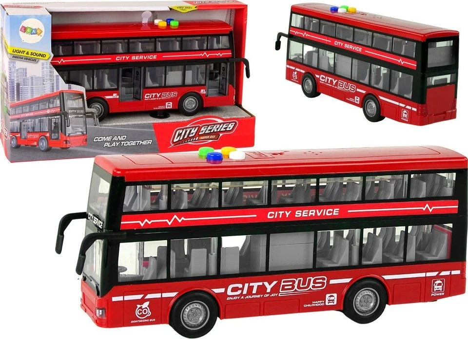Žaislinis akumuliatorinis dviaukštis autobusas Lean Toys, raudonas
