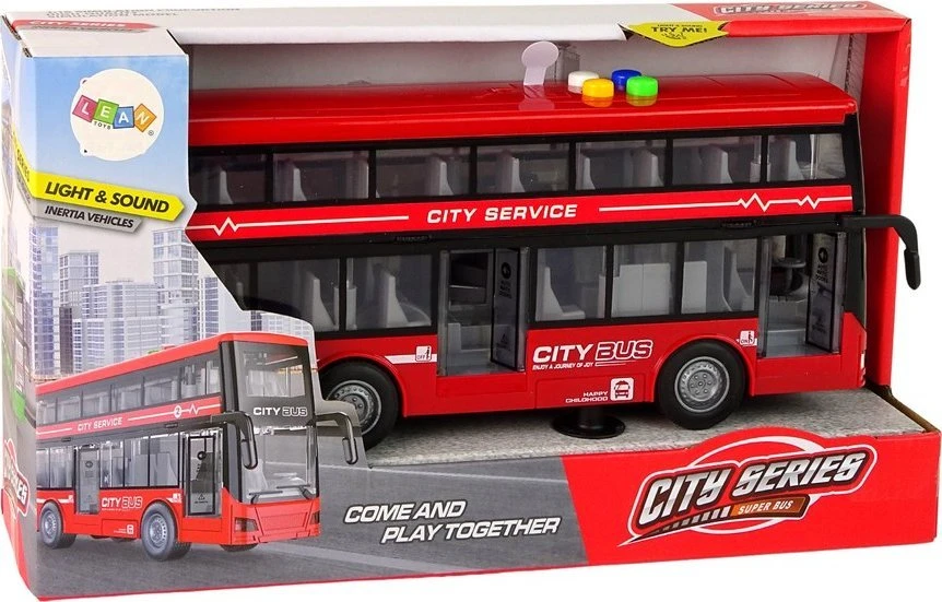 Žaislinis akumuliatorinis dviaukštis autobusas Lean Toys, raudonas