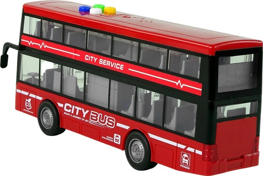 Žaislinis akumuliatorinis dviaukštis autobusas Lean Toys, raudonas