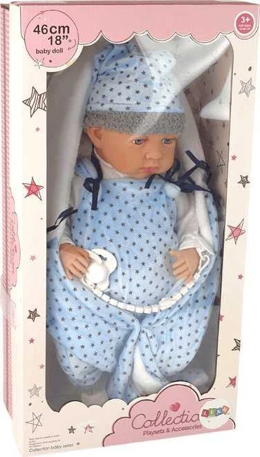 Lėlė kūdikis Lean Toys 46 cm mėlynai
