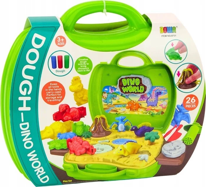 Lean Toys Dinozaurų pasaulio modelinas lagamine