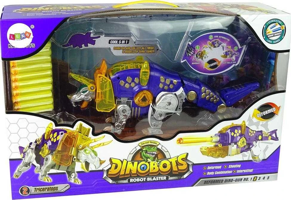 Transformeris dinozauras Dinobots su šaudymo funkcija Lean Toys, mėlynas