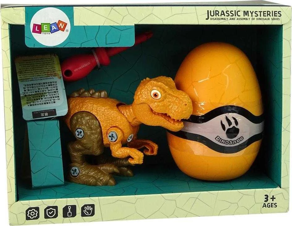 Zestaw Žaislinis dinozaurų rinkinys su atsuktuvu Lean Toys, geltonas