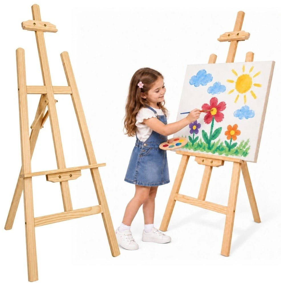 Lean Toys Medinis tapybos stovas, trikojis, 150 cm