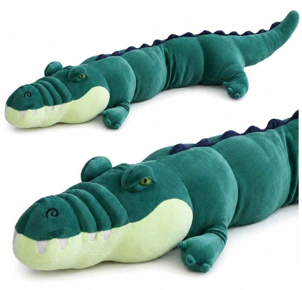 Lean Toys Pliušinis krokodilas, tamsiai žalias, 150 × 25 × 25 cm