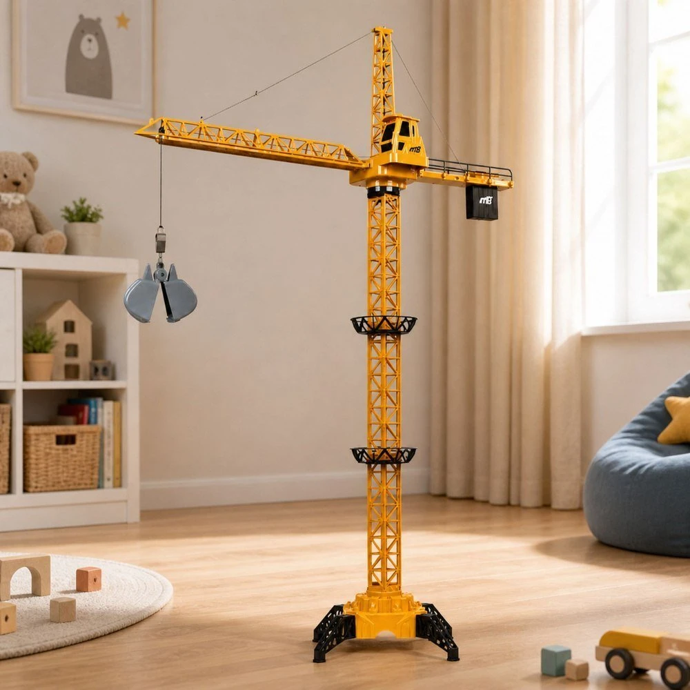 „Lean Toys“ nuotolinio valdymo statybinis kranas, RC, 360° sukimosi greitis, keliamoji galia 120 g, svoris 71 cm