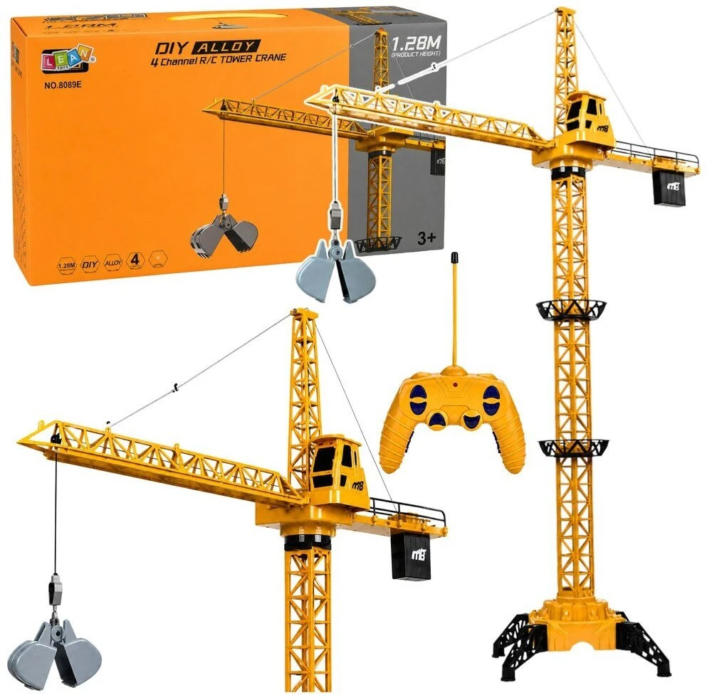 „Lean Toys“ nuotolinio valdymo statybinis kranas, RC, 360° sukimosi greitis, keliamoji galia 120 g, svoris 71 cm