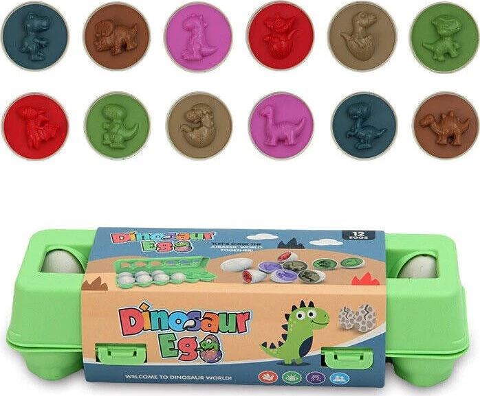 Lean Toys Dinozaurų kiaušinių rinkinys, 12 dalių