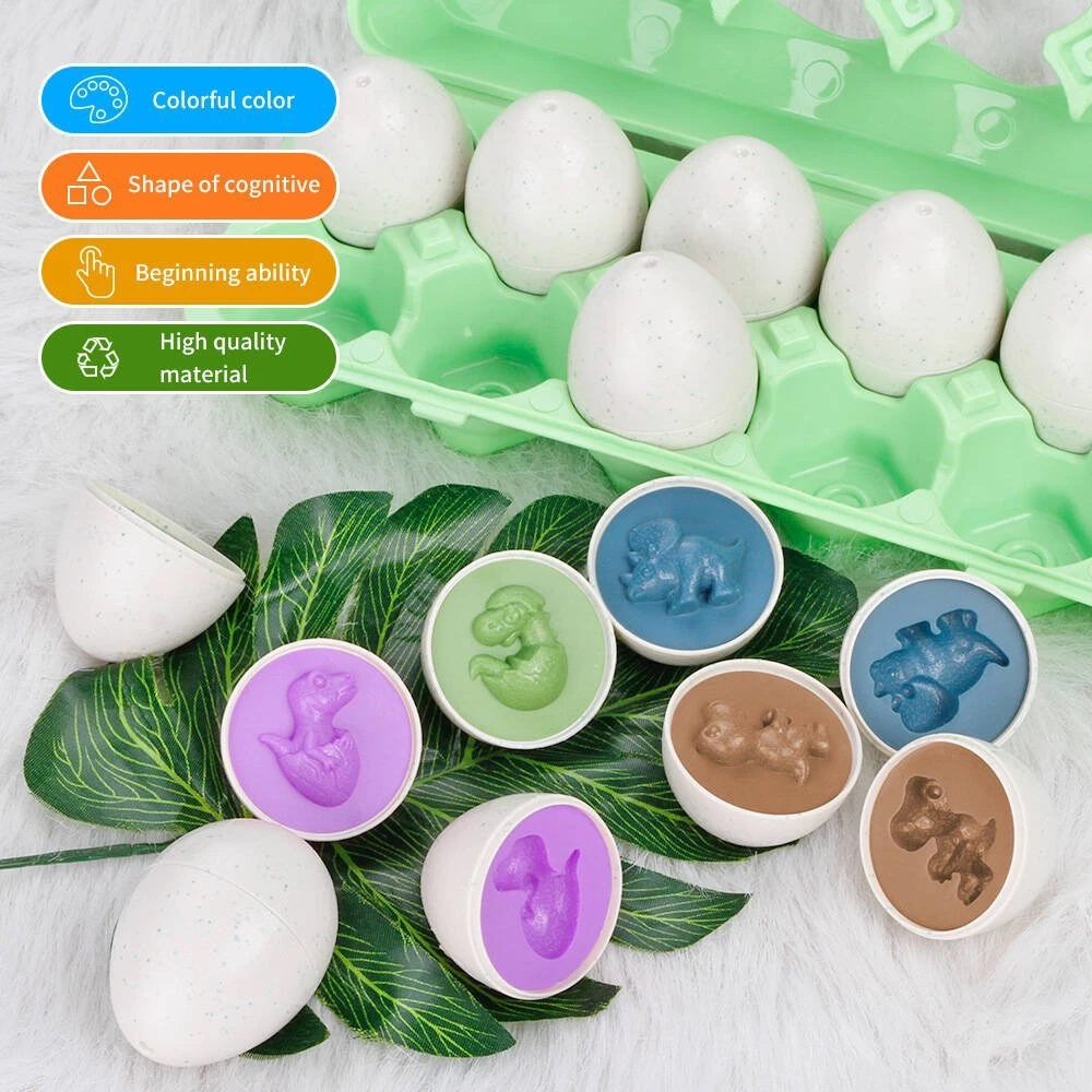 Lean Toys Dinozaurų kiaušinių rinkinys, 12 dalių
