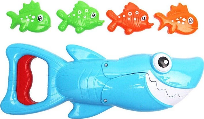 Lean Toys Maudymosi žaidimų rinkinys - mėlyna ryklys ir žuvys