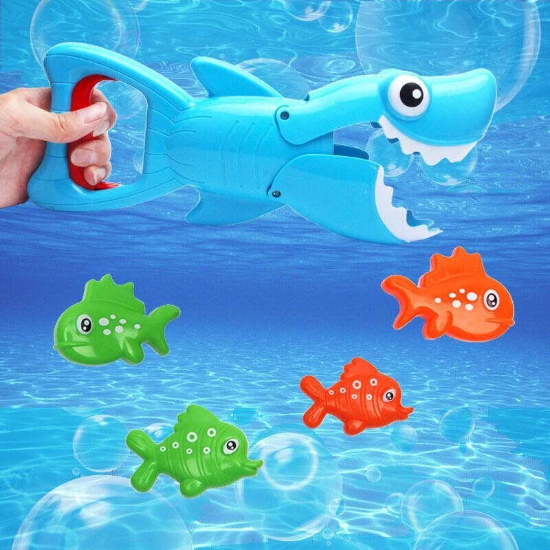 Lean Toys Maudymosi žaidimų rinkinys - mėlyna ryklys ir žuvys