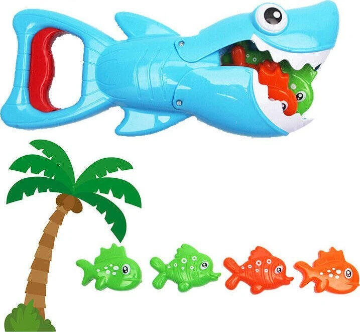 Lean Toys Maudymosi žaidimų rinkinys - mėlyna ryklys ir žuvys