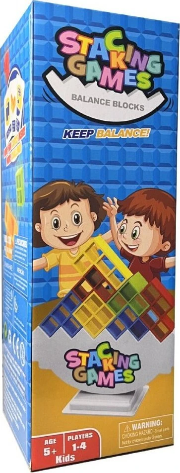 Lean Toys Tetrio Balansavimo Žaidimas su Bokštu ir Spalvotomis Kortelėmis