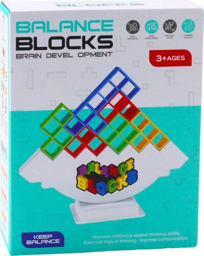 Lean Toys Tetrio Balansavimo Žaidimas su Bokštu ir Spalvotomis Kortelėmis