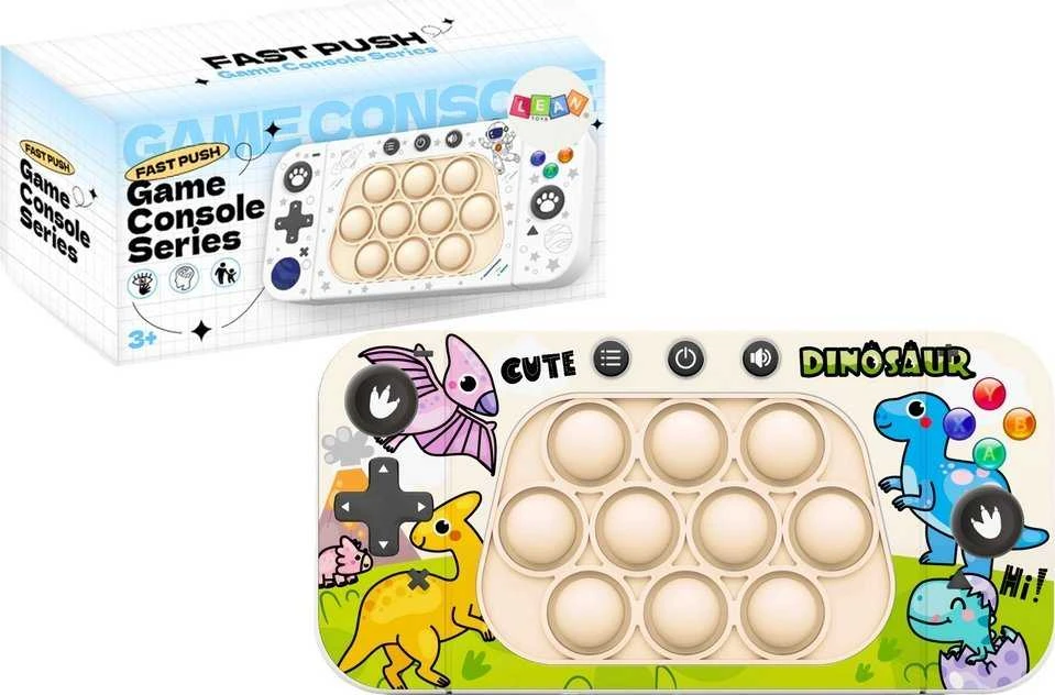 Lean Toys Pop It žaidimo konsolė su dinozaurų tema, 4 žaidimo režimai