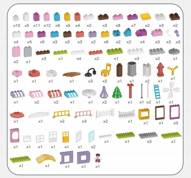 Lean Toys Bounn STATYBINIAI BLAKAI DIDELI PRABANGUS VILA MERGAIČIŲ NAMAS 216 ELEMENTŲ. 3+