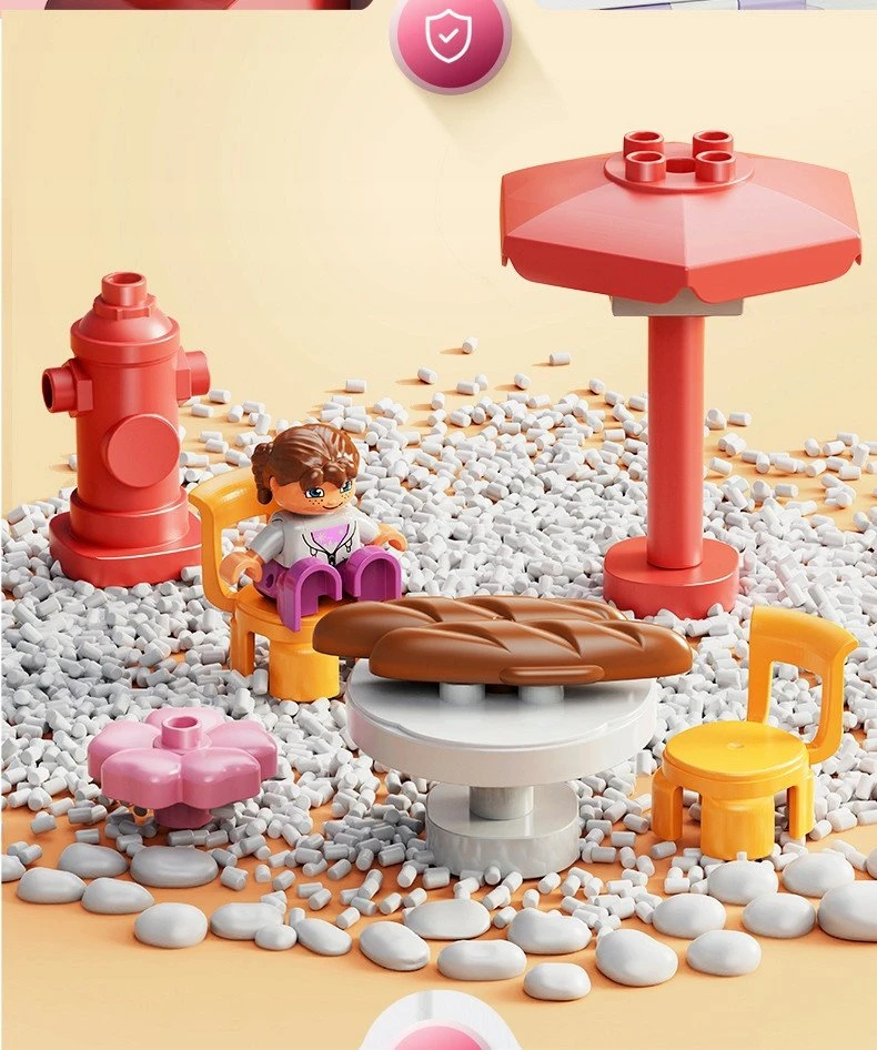 Lean Toys Bounn STATYBINIAI BLAKAI DIDELI PRABANGUS VILA MERGAIČIŲ NAMAS 216 ELEMENTŲ. 3+