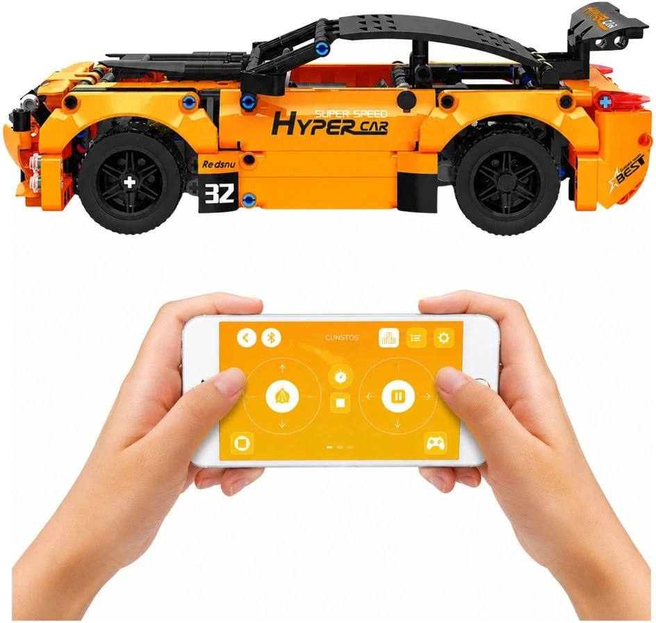 Lean Toys Nuotoliniu būdu valdomas konstruktorius oranžinis 545 vnt.