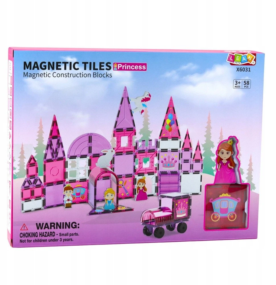 Lean Toys Magnetinis konstruktorius mergaitėms, 58 vnt.