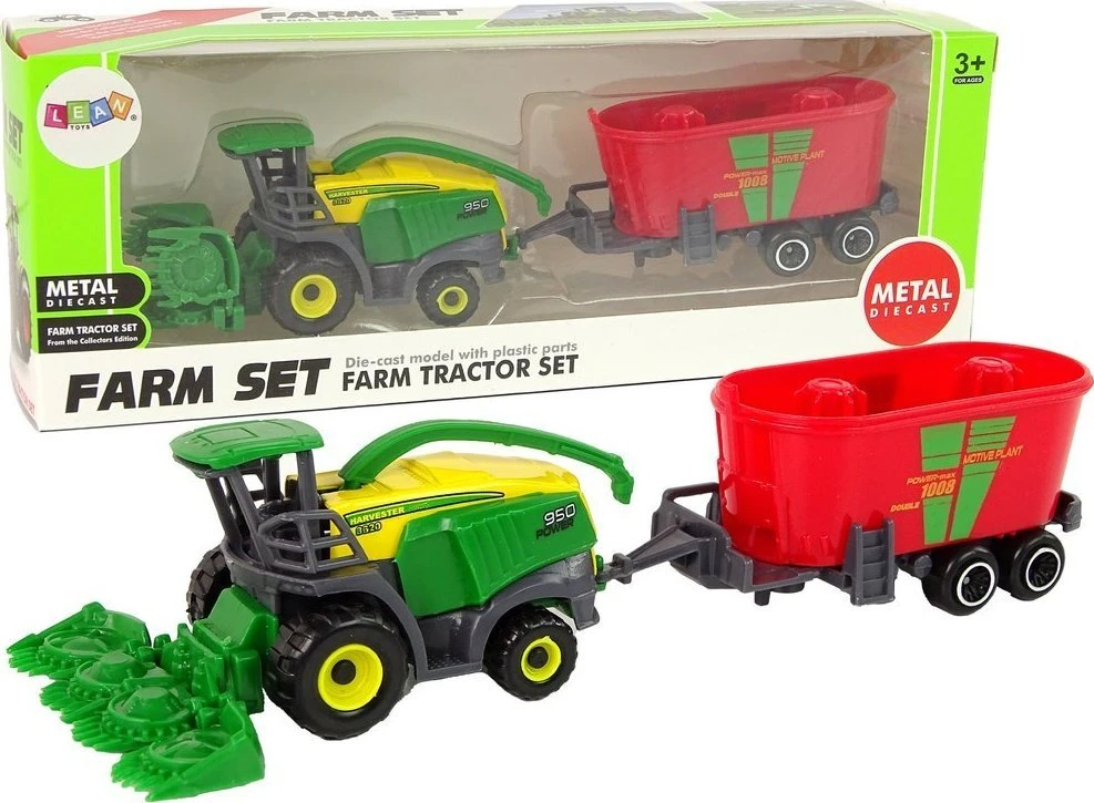 Lean Toys Žaislinis kombainas su priekaba LeanToys