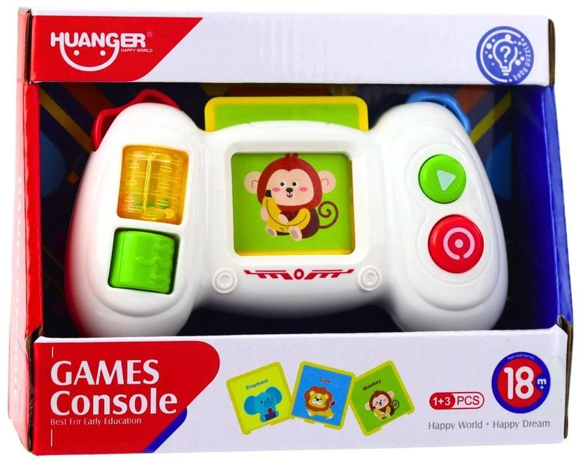 Lean Toys Interaktyvi edukacinė vaikų konsolė su kortelėmis ir šviesos efektais