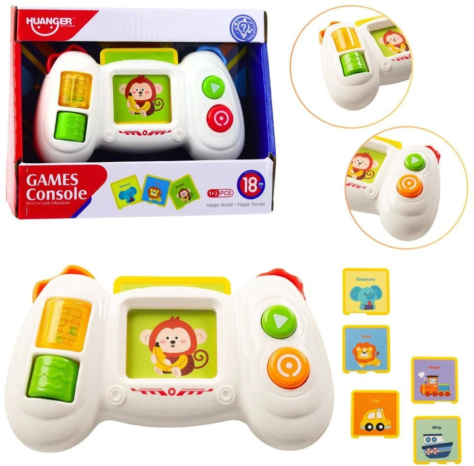Lean Toys Interaktyvi edukacinė vaikų konsolė su kortelėmis ir šviesos efektais
